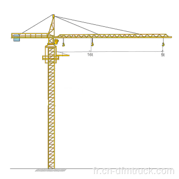 Grue à tour de 100 m de hauteur de 5 tonnes